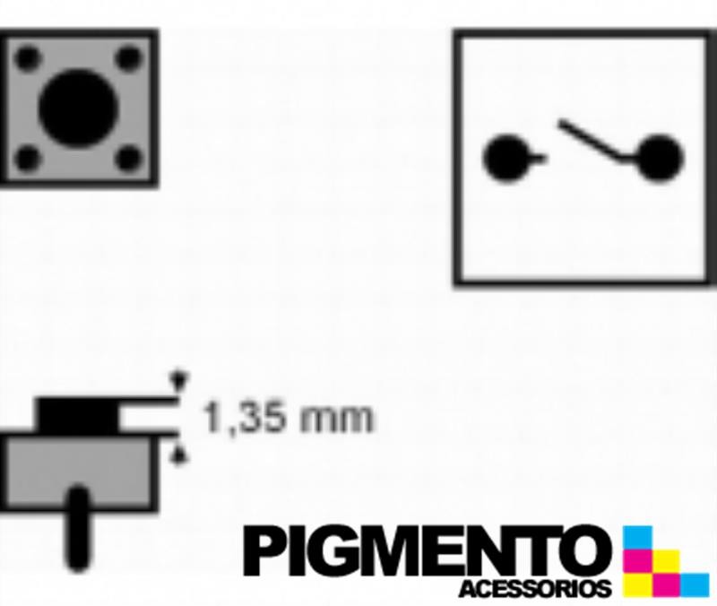 Botão miniatura 6x6x(5)mm, horizontal, 2 pinos