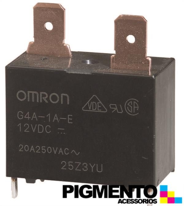 Relé 12VDC 20A SPST (4 pinos + 2 Faston) - Omron G4A-1A-E 12VDC