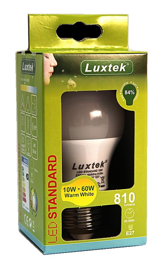 Lampada LED STANDARD Luxtec 10w E27  A60 LED SMD 2835
