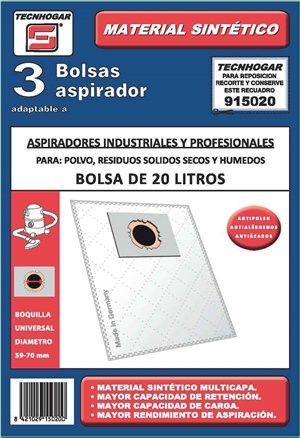 SACOS ASPIRADOR INDUSTRIAL 20 LT. UNIVERSAL (MICROFIBRA)