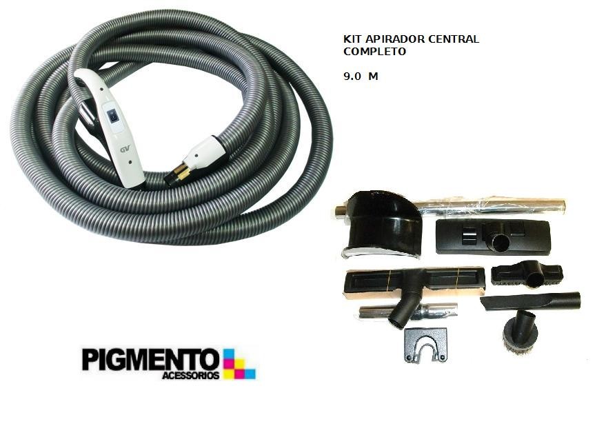 KIT ASPIRAÇÃO CENTRAL COMPLETO GV 9 Metros + Kit Escovas